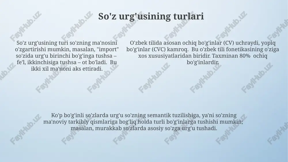 soʻz urgʻusi va boʻgʻin turlari - Page 5