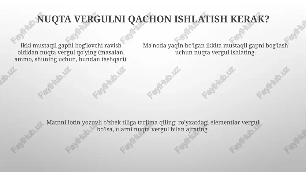 nuqtali vergul belgisining ishlatish qoidalari - Page 5