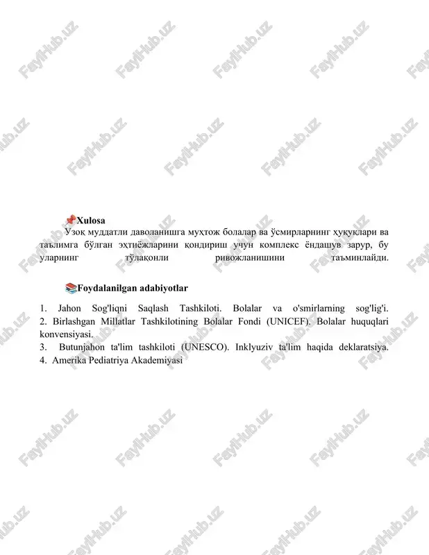 uzoq muddatli davolanishga muhtoj bolalar va oʻsmirlarning huquqlari va taʼlimga ehtiyojlari - Page 5