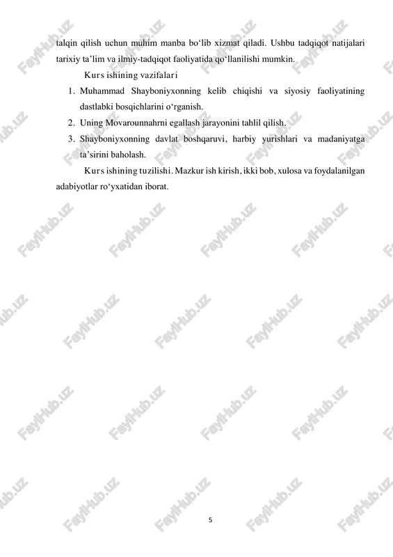 rot, mashhad, tusni oʼz ichiga olgan “shayboniylar davlati” vujudga kelgan. muhammad solih tomoniddan 1506 yilda yozilgan “shayboniynoma” tarixiy dostoni temuriylar bilan shayboniylar oʼrtasidagi kurash va toʼqnashuvlar yoritilgan qimmatli yodgorlikdir. muhammadyor ibn arab qatagʼonning “musaxxir al-bilod” asarida keltirilishicha, shayboniyxon bilan shoh ismoil safaviy oʼrtasidagi birinchi toʼqnashuvdan soʼng shoh ismoil safaviy shayboniyxonga sulh taklif qilib yuborgan maktubga eʼtibor bermagan: shayboniyxon “xatni oʼqib koʼrdi-yu, ammo undagi gaplarga iltifot nazari bilan qaramadi… shohning xat keltirgan xabarchisini qamab qoʼyishni buyurdi” . shayboniyxon ikkinchi marta tinchlik sulhini rad etib, katta xato qilgan va oʼz halokatiga yoʼl ochgan. shayboniyxon 1510 yilda mavr yaqinidagi mahmudobod qishlogʼida eron shohi ismoil safaviy bilan boʼlgan jangda magʼlubiyatga uchragan va oʼzi ham jangda halok boʼlgan . uning boshsiz tanasi samarqandning registon maydonidagi tillakori va sherdor madrasalari oʼrtasidagi burchakda joylashgan “baland sufa”ga dafn qilingan. bu dahmaga keyinchalik boshqa shayboniylar ham dafn etilgan. shoʼro davrida, hatto hozirda ham ayrim manbalarda zahiriddin muhammad bobur va …