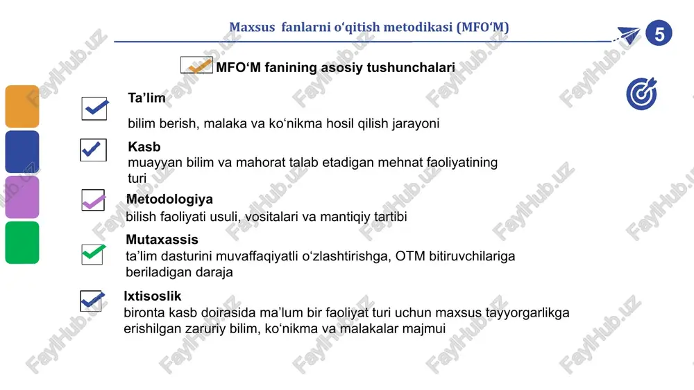 maxsus fanlarni o‘qitish metodikasi (mfo‘m) - Page 5