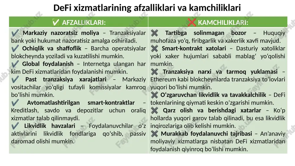 ilovalar va xizmatlarga ulanishi mumkin. uchinchi tomon kompaniyalari (fintech) mijozlar uchun qulayroq, innovatsion va arzonroq moliyaviy yechimlarni taklif qilishi mumkin. an’anaviy bank tizimi va open banking farqlari xususiyatlar an’anaviy bank tizimi open banking texnologik rivojlanish va api lar bank xizmatlari yopiq tizim bo‘lib, boshqa kompaniyalarning ulanishiga ruxsat bermaydi. ilovalar va xizmatlar odatda bankning o‘z platformasiga bog‘liq bo‘ladi. ochiq api lar yordamida mijozlarning bank ma’lumotlari fintech ilovalarga ulanishi mumkin. mustaqil moliyaviy xizmat ko‘rsatuvchilar innovatsion xizmatlar taklif qilish imkoniyatiga ega bo‘ladi. xavfsizlik va tartibga solish bank ma’lumotlari bank tomonidan himoyalangan va faqat bank nazorati ostida bo‘ladi. xavfsizlik darajasi yuqori, chunki uchinchi tomon xizmatlariga kirish cheklangan. xavfsizlik va maxfiylik masalalariga katta e’tibor qaratiladi, chunki uchinchi tomon ilovalari mijoz ma’lumotlariga kirishi mumkin. qattiq regulyatsiyalar mavjud (masalan, psd2 – yevropadagi ochiq bank direktivasi), bu esa ma’lumotlardan foydalanish tartibini belgilaydi. an’anaviy bank tizimi va open banking farqlari xususiyatlar an’anaviy bank tizimi open banking mijoz uchun qulaylik …