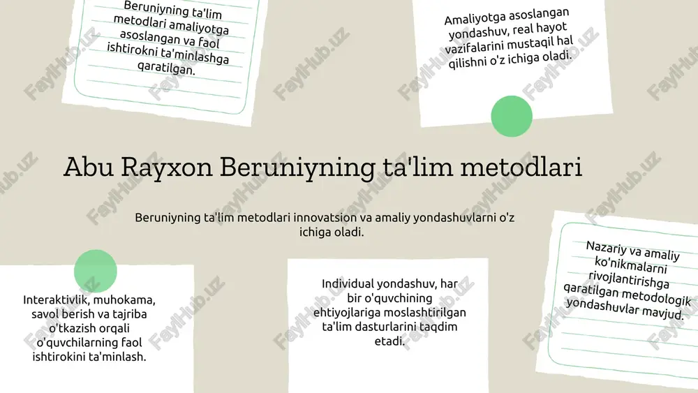 abu rayxon beruniyning pedagogik qarashlari - Page 5