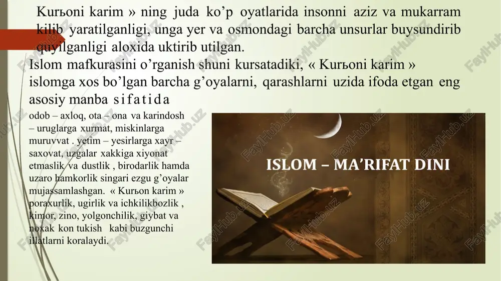 tan olmaydi va ko‘pincha zo‘ravonlik yo‘lini tanlaydi. terror (lot. terror – qo’rqitish, dahshat solish ma’nosini anglatadi) – zo’ravonlik va kuch ishlatish yo’li bilan siyosiy muholifatni bostirish demakdir. terrorizm odamlarning hayotiga chang solish, suiqasd qilish, ularni qo’rqitish, dahshat solish, tazyiq o’tkazish demakdir. terrorizm aslida kecha yoki bugun paydo bo’lib qolgan ijtimoiy ofat emas. u insoniyat tarixida azaldan bor bo’lgan, bugungi kunda ham sodir bo’layotgan, jaholatga, buzg’unchi g’oyalarga asoslangan siyosiy faoliyat usuli, vositasi sifatida namoyon bo’lmoqda. hozirda, terrorizm quyidagi: milliy ayirmachilik, etnik, diniy ekstremistik, siyosiy, iqtisodiy terrorizm, axborot terrorizmi kabi shakllarda namoyon bo’lmoqda. milliy ayirmachilik, etnik xarakterdagi terrorizm nisbatan oz sonli etnik guruhlarning o’z manfaatlarini himoya qilish, o’zga millat hukmronligiga qarshi kurash usuli, vositasi sifatida qo’llanmoqda. terrorizmning bunday ko’rinishi dunyoning juda ko’p mintaqalarida, mamlakatlarida avj olgan, azaliy davom etib kelayotgan ijtimoiy-siyosiy ofatdir. qadimdan bir hududda yashab kelayotgan turli etnik guruhlarning o’zaro murosa qilib yashay olmayotganligi va geosiyosiy, diniy e’tiqod jihatdan farqi kabi …