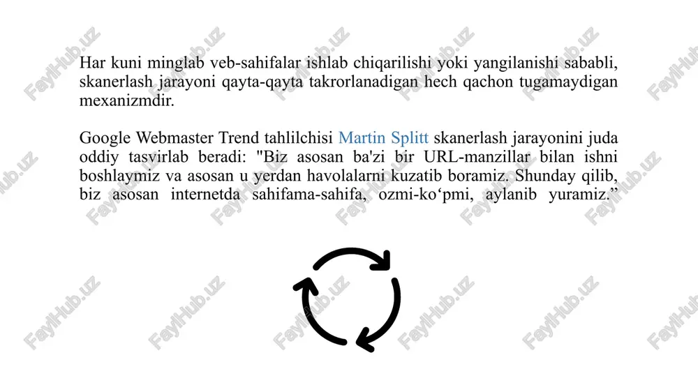ahifalar (masalan, bir xil tarkibga ega bo'lgan sahifalar, skanerlash byudjetini tejash yoki qidiruv natijalarida bir necha marta ko'rinishi uchun tekshirilmasligi kerak) boʻsh yoki xato sahifalar (masalan, indekslanishga tayyorlanmagan va qidiruv natijalarida koʻrsatilmagan tugallanayotgan sahifalar) qiymatga ega boʻlmagan sahifalar (masalan, qidiruv soʻrovlari uchun sifatli kontent keltirmaydigan foydalanuvchi tomonidan yaratilgan sahifalar). shu nuqtada, googlebot yangi veb-sahifalarni kashf qilishda juda samarali ekanligi aniq bo'lishi kerak, hatto u foydalanuvchining niyatida bo'lmaganda ham. google ta'kidlaganidek: "veb-serverga havolalarni nashr etmaslik orqali uni sir saqlash deyarli mumkin emas." 1. robots.txt dan foydalanish (ko'rishni oldini olish uchun) robots.txt - bu veb-spiderlar uchun veb-saytni qanday tekshirishi haqida to'g'ridan-to'g'ri buyruqlarni o'z ichiga olgan kichik matnli fayl. veb-brauzerlar veb-saytga tashrif buyurishganda, avvalo veb-saytda robots.txt fayli mavjudligini va ular uchun qanday ko'rsatmalar mavjudligini tekshiradilar. fayldagi buyruqlarni o'qib bo'lgach, ular ko'rsatmalarga muvofiq veb-saytni skanerlashni boshlaydilar. robots.txt faylidagi "ruxsat berish" va "ruxsat bermaslik" direktivalaridan foydalanib, veb-brauzerlarga veb-saytning qaysi qismlariga tashrif buyurishi va skanerlanishi va …