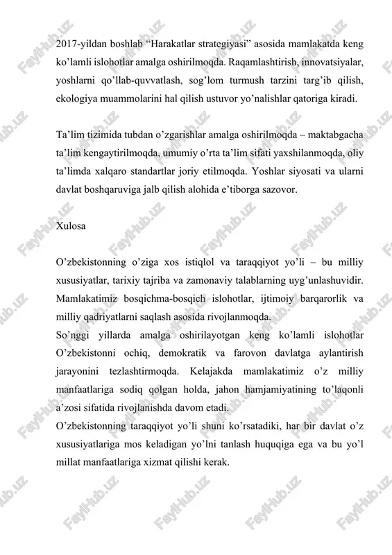 o’zbekistonning o’ziga xos istiqlol va taraqqiyot yo’li - Page 5