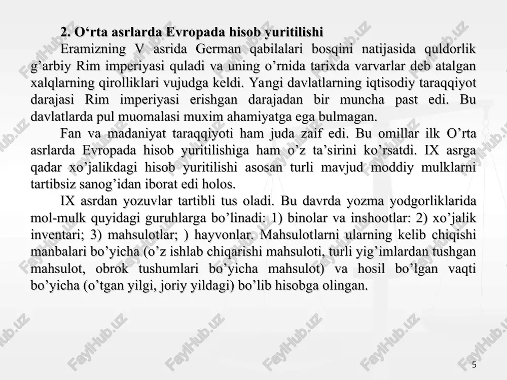 v), yuridik (passiv) va ma’muriy (moliyaviy holat to’g’risidagi hisobot) turini birlashtirgan holda korxonaning xo’jalik holatini aks ettiradi. j.rossi – xo’jalik faoliyatidagi faktlarni matritsalarda aks ettiradigan shaxmat shaklidagi hisobchilikning muallifi. xo’jalik faktlarini matritsalarda aks ettirish tahlil qilish maqsadida chiziqli algebradan foydalanishga keng imkoniyatlar yaratadi. djino dzappa (1879-1960) italiyalik buxgalter, hisobshunoslikni korxonani boshqarish haqidagi fan sifatida talqin qilgan. debitorlar va kreditorlar bilan hisob-kitoblar korxonaning tashqi dunyo bilan aloqasi ekanligini, ayni paytda boshqa schetlar kabi korxona ichidagi munosabatlarning mohiyatini ochib berishini ko’rsatgan. u balansning mohiyati, uning moddalari o’rtasidagi o’zaro bog’liqlikni ko’rsatishga olib kelishini, balansning o’zi esa moliyaviy natijalar to’g’risidagi hisobotda aks ettirilgan oborotlar oqibati deb hisoblagan. bunda u korxona daromadlari ayon, xarajatlari esa shubhali deb e’tirof etgan. u firma kapitalining qiymati uning daromadiga bog’liq deb hisoblagan. (d.dzappa. la determinatione del reddito nelle imprese commerciali – rome, 1929). * djuzeppe cherboni (1827-1917) – italiyalik buxgalter, logismografiya – hisobshunoslikning original shaklini o’zida mujassamlashtirgan buxgalteriya hisobining …