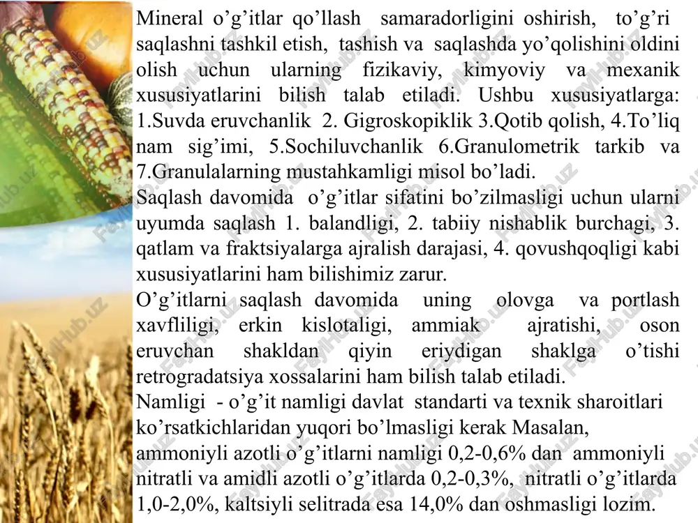 o’g’itlar xaqida tushuncha. azotli o’g’itlar - Page 5
