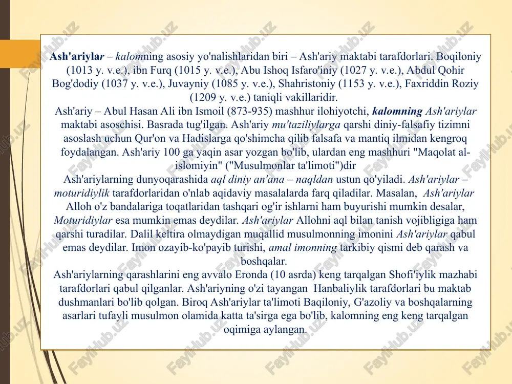 islom dinining aqidaviy yo`nalishlari va maktablari - Page 5