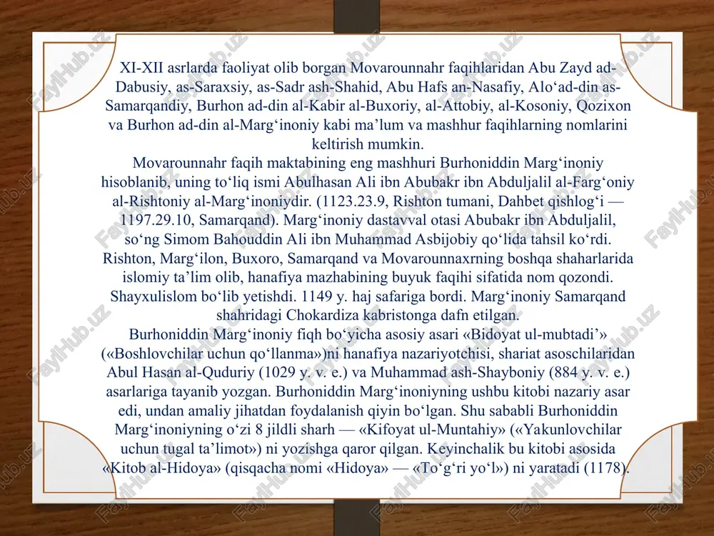 madon shahri yaqinidagi buzanjird qishlog‘ida tavallud topgan. u 17 yoshligida ilm istab bag‘dodga keladi va u yerdagi mashhur “nizomiya” madrasasida o‘qiydi. hamadoniy hadislar to‘plash maqsadida isfahon, balh, hirot, marv, buxoro va samarqand shaharlariga bir nesha bor safar qiladi. hamadoniy bag‘dodda yashagan kezlarida as-sam’oniy, ahmad al-g’azzoliy (abu homid al-g’azzoliyning akasi)lardan ham tasavvufga oid ilmlarni o‘rgangan. yusuf hamadoniy umrining ikkinshi yarmini ko‘proq hirot, marv, samarqand va buxoro shaharlarida o‘tkazadi. marv va buxoroda xonaqo hamda madrasa qurdiradi va ko‘pdan ko‘p shogirdlarni tarbiyalaydi. ular orasida ko‘plab turkiy va forsiy millatga mansub shaxslar bor edi, jumladan, hasan andoqiy, abdullo baraqqiy, ahmad yassaviy va abduholiq g’ijduvoniylar alohida ajralib turar edilar. xii asrda markaziy osiyoda paydo bo‘lgan ilk tasavvufiy tariqatning asosshisi xoja ahmad yassaviydir. yassaviyning oddiy xalq tushunadigan uslubda ezilgan, tassavvufiy qarashlarini aks ettirgan hikmatlari devonida o‘z aksini topgan. unda ilohiy ishq, haq vasliga yetishish, uning ishqida parvona bo‘lish, undan boshqa narsaga ko‘ngil qo‘ymaslik haqida fikr yuritilgan. …