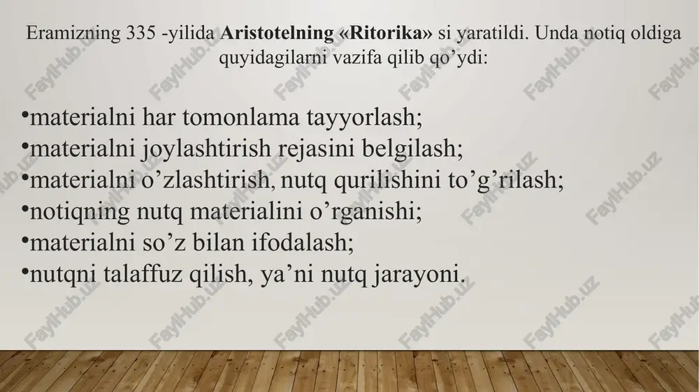 va notiq bo’lishi lozim». har bir notiq o’z nutqi ustida ko’p mashq qilishi xalq oldida nutq so’zlaganda yoqimli va bamani gapirishi, xalqning e’tiborini qozonishi zarur. «xalq oldida gapirganda so’zing go’zal bo’lsin, bu so’zni xalq qabul qilsin. haloyik sening so’z bilan baland darajaga erishganingni bilsin, chunki kishining martabasini so’z orqali biladilar, … har kishining aholi o’z so’zi ostida yashiringan bo’ladi». kaykovusning notiq so’zning ma’nolarini har tomonlama o’rgangan bo’lishi kerak, deb hisoblaydi: «ey, farzand, so’zning yuz va orqa tomonini bilgin, ularga rioya qilgin, so’zlaganingda ma’noli gapir, bu notiqlikning alomatidir. agar gapirgan vaqtingda so’zning qanday ma’noga ega ekanini bilmasang, qushga o’xshaysan, bunday qushni to’ti deydilar!. shunday kishini notiq (suxanguy) deymizki, uning har so’zi xalqqa tushunarli bo’lsin va xalqning har so’zi unga ham ma’lum bo’lsin. o’ylamasdan so’zlama, har bir so’zni o’ylab gapir, to aytgan so’zingdan pushaymon bo’lmagaysan. agar so’zni va ilmni yaxshi bilsang ham, hech bir so’zni buzma to’g’ri ta’rifla. so’zni bir xilda gapir». …