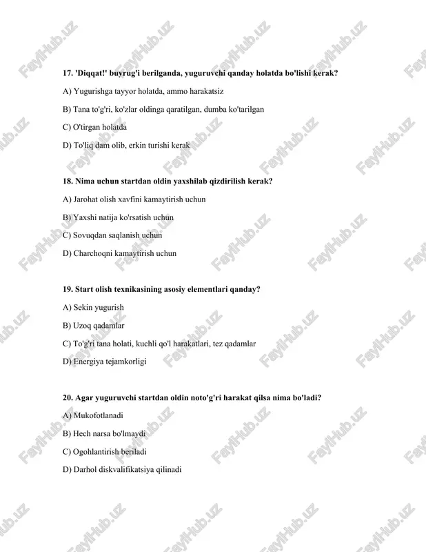 qisqa masofga yugirish texnikasi va start olish qoidalari - Page 5