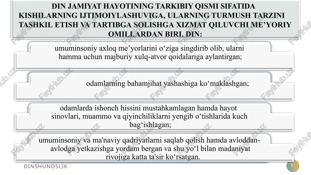 topishgan va iso masih ularga ko‘rinib minnatdorchilik bildirgan, deb hisoblaydilar. munchilarning ommaviy nikoh tantanalari «unashtirish» marosimi munchilarning amaliyotida markaziy o‘rinda turadi. u 2 qismdan iborat: «muqaddas vino» marosimi va «muqaddas nikoh». «aum sinrikyo» - aum (sanskritcha «olam») haqiqati ta’limoti: ushbu sekta 2000 yildan boshlab «alef» nomi bilan faoliyat yuritmoqda (somiy tillar alifbosidagi birinchi harfi bo‘yicha). «aum sinrikyo» yangi diniy, sinkretik, terroristik, ekstremistik, totalitar, destruktiv sekta bo‘lib, vadjrayana buddizmi asosida yaponiyada vujudga kelgan. sektaga yaponiyalik syoko asaxara 1987 yili asos solgan, u 1995 yilda tokio metrosidagi zaharli gazlar portlatishni uyushtirgandan so‘ng mashhur bo‘lib ketgan. hozirda sekta terroristik tashkilotlar ro‘yxatiga kiritilgan. yevropa ittifoqi, kanada, rossiya, aqsh va boshqa davlatlarda faoliyati ta’qiqlangan. dinshunoslik 10 yahve shohidlari (yoki iyegov shohidlari) dinshunoslik 10 bu yo‘nalishga 1873 yilda charlz teyz rassel (1852-1916) tomonidan asos solingan. yo‘nalishning diniy ta’limoti uning yetti tomlik «muqaddas yozuvni o‘rganish» kitobiga asoslanadi. ch.rassel vafotidan keyin tashkilotga rahbarlik qilgan iosif (djozef) franklin ruzerford …