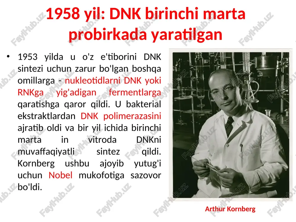 iladi va ma'lum bir dnk qismini tiklash yoki amplifikatsiya qilish uchun qo'llaniladi. 3. taqdim etilgan vektorlar – genetik materialni o'ziga olgan va maqsadli hujayralarga kiritiladigan tashuvchi molekulalar (vektorlar) yordamida dnkni tiklash yoki uzatish. 4. gomologik rekombinatsiya – bu usulda dnk fragmenti ma'lum bir nuqtada boshqa dnkga o'rnatiladi va mutatsiyalar kiritiladi. gen injenerligi bo'yicha tadqiqotlar qanday amalga oshiriladi? 1. tadqiqotlar boshlanishidan oldin aniq maqsadni belgilash zarur. bu maqsad biologik tizimni yaxshilash, kasalliklarni davolash, yangi o'simlik yoki hayvonni yaratish yoki mavjud organizmlarning xususiyatlarini o'zgartirish bo'lishi mumkin. masalan: yangi dorivor moddalarning ishlab chiqarilishini o'rganish yoki qishloq xo'jaligi o'simliklarini yaxshilash. 2. gen yoki genetik elementni tanlash tadqiqotning keyingi bosqichi – maqsadli gen yoki genetik elementni tanlash. bu gen tashqi faktorlar ta'sirida muhim biologik funksiyalarni bajarishi yoki yangi xususiyatlarni rivojlantirishi kerak. tanlangan genlar maxsus tadqiqotlar orqali aniqlanadi va ularning biologik roli o'rganiladi. gen injenerligida asosiy qadamlardan biri – genetik materialni izolyatsiya qilish va o'zgartirish. bu …
