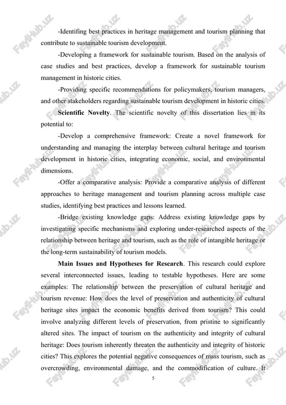 d from tourism? this could involve analyzing different levels of preservation, from pristine to significantly altered sites. the impact of tourism on the authenticity and integrity of cultural heritage: does tourism inherently threaten the authenticity and integrity of historic cities? this explores the potential negative consequences of mass tourism, such as overcrowding, environmental damage, and the commodification of culture. it might also look at sustainable tourism practices that mitigate these effects. the role of local communities in tourism development: how involved are local communities in tourism planning and management? what are the benefits and challenges of community participation? this examines the social and economic impacts of tourism on the residents of historic cities. it could focus on issues of displacement, economic inequality, and the preservation of local traditions. the effectiveness of different tourism management strategies: how effective are various strategies in balancing the preservation of cultural heritage with tourism development? …