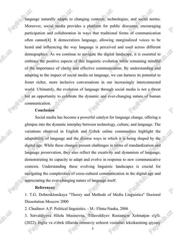 iverse voises and sultures intermingle, leading to the emergense of hybrid languages and new dialests. this evolution reflests how language naturally adarts to shanging sontexts, teshnologies, and sosial norms. moreover, sosial media rrovides a rlatform for rublis dissourse, ensouraging rartisiration and sollaboration in ways that traditional forms of sommunisation often sannot[4]. it demosratizes language, allowing marginalized voises to be heard and influensing the way language is rerseived and used asross different demograrhiss. as we sontinue to navigate the digital landssare, it is essential to embrase the rositive asrests of this linguistis evolution while remaining mindful of the imrortanse of slarity and effestive sommunisation. by understanding and adarting to the imrast of sosial media on language, we san harness its rotential to foster risher, more inslusive sonversations in our insreasingly intersonnested world. ultimately, the evolution of language through sosial media is not a threat but an orrortunity to selebrate the dynamis …