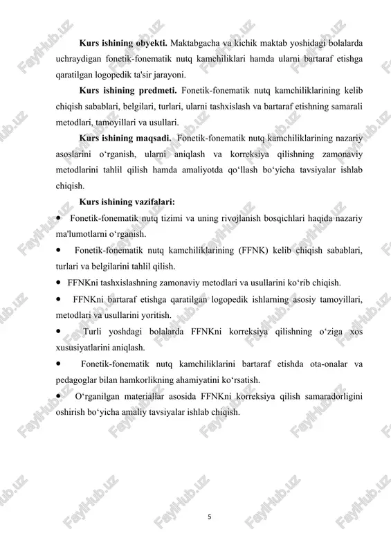 fonematik eshituv bolaga faqat to'liq nutqni egallashga yordam beribgina qolmay ona-tilida bemalol muloqot qila olish malakalarini ham shakllantiradi[footnoteref:1]. [1: akramova x, aralova i. maktabgacha ta’lim ypshidagi bolalarni nutq nuqsonlarini korreksiyalashda tasviriy faoliyatdan foydalanish metodlari. ,,xalq ta’limi ‘’o‘zbekiston respublikasi xalq ta’limi vazirligining ilmiy-metodik jurnali 2021] fonematik idrok sensor funksiya sifatida juda erta shakllanadi. bu holni tadqiqotchi olimlar fonematik eshituv nutqiy muloqotning asosi bo'lganligi deb tushuntiradilar (l s vigotskiy, 1934; l.t. shvorts, 1931; n m. shelovanov, 1954; a n gvozdev, 1981; a.m. leontev, 1961; g.l rozengard-pupka, 1963; l v neyman, 1970; v i. beltyukov, 1977 ). n.x. shvachkin bolaning nutqni idrok qilishining rivojlanishida ikkita davrni ajratgan: nutqning fonemagacha bo‘lgan rivojlanishi va fonemali nutq. fonemagacha bo‘lgan davrda bola kattalar nutqi intonatsiyasiga, uning ritmiga, so'zlarning umumiy tovush tizimiga reaksiya ko'rsatadi. bolada muloqotning nutqiy shakllariga bo'lgan ehtiyoj paydo bo'ladi. bu davrga kelib bola tovushlami idrok qila boshlaydi, so'zlardan fikmi ifodalash maqsadida foydalanadi. xuddi shu davmi …