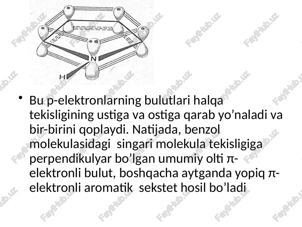 boradi: pirrol furanga nisbatan qiyin qaytariladi. u qaynoq spirtda natriy bilan qaytarilmaydi. uni rux kukuni va sirka kislota bilan gidrogenlagan-da 3-pirrolin (2,5-digidropirrol), ni yoki rt katalizatori ishtirokida vodorod bilan qaytarganda esa pirrolidin hosil bo’ladi: 3-pirolin 900ᵒc da, pirrolidin esa 87-88ᵒc da qaynaydigan suyuqlikdir. 3-pirrolinning hosil bo’lishi pirrolning qisman diyenli xarakterga ega ekanligini ko’rsatadi. pirrolidin molekulasidagi azot atomida erkin elektron jufti borligi uchun u aminlar singari asos xossalariga ega. pirrolidin pirrolga nisbatan 10 ¹⁴ marta kuchli asos hisoblanadi. image1.emf image2.emf image3.jpeg oleobject1.bin image4.jpeg image5.jpeg image6.jpeg image7.jpeg image8.jpeg image9.jpeg oleobject3.bin image10.png image11.png image12.png image13.emf image14.png image15.png image16.png image17.png image18.png image19.png image20.png image21.png image22.emf image23.emf oleobject6.bin image24.emf image25.emf oleobject8.bin image26.png image27.emf image28.emf image29.png image30.png oleobject10.bin image31.png image32.png image33.emf image34.emf oleobject11.bin image35.emf image36.emf image37.emf image38.emf oleobject16.bin image39.png oleobject14.bin image40.png image41.emf image42.emf image43.emf image44.emf oleobject20.bin image45.png oleobject18.bin image46.emf image47.emf image48.emf image49.emf oleobject22.bin oleobject24.bin image50.png image51.emf image52.emf image53.emf image54.emf oleobject28.bin image55.png oleobject26.bin image56.emf image57.emf image58.png oleobject30.bin …