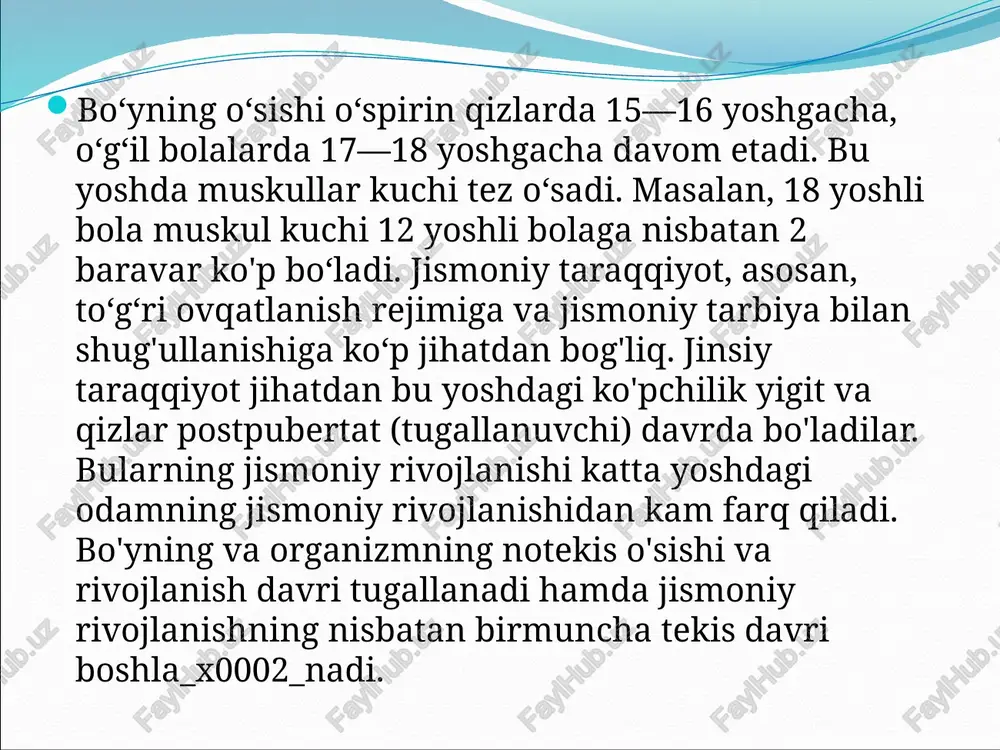 muloqotda eng ko‘p xavotirlanishlarini, ota-onalar bilan kamroq xavotirlanishlarini aniqlagan. kichik maktab yoshidagi bolalar tengdoshlari bilan kamroq, begona katta odamlar bilan muloqotda ko'proq xavotirlanishi ma’lum bolgan. 0 ‘smirlar bo‘lsa begona katta odamlar va o‘qituvchilar bilan kam_x0002_roq, ota-onalari va tengdoshlari bilan muloqotda ko‘proq xavotir_x0002_lanishi aniqlangan. ilk o‘spirinlar esa barcha sohadagi muloqotda eng yuqori xavotirlanish namoyon bolgan, ayniqsa ota-onalar va ular bogliq bolgan kattalar bilan muloqotda kuchli xavotirlanish namoyon bolgan 0 ‘smirlik davridagi dismorfofobiya — o‘z tanasi va tashqi ko‘rinishidan tashvishlanish ilk o‘spirinlik davri_x0002_da olib ketadi. ilk o‘spirinlarda namoyon boladigan xavotirlanish 393 belgilari bu yoshdagi maxsus qiyinchiliklarga reaksiya emas, balki ilgari olingan ruhiy jarohatlanishning keyin namoyon bo‘lishidir. ko‘pchilikda o‘smirlikdan ilk o‘spirinlikka o‘tishda mu_x0002_loqotchanlik va umumiy emotsional kayfiyat yaxshilanadi. ye.a.silinaning longityud tadqiqotlaridan ma’lum bo‘lishicha, u bolalarni 7 va 9-sinflarda kuzatib, o‘smirlarga nisbatan ilk o‘spirinlarda kamroq impulsivlik va emotsional qo‘zg‘aluvchan_x0002_lik, ko‘proq ekstravertlik va emotsional barqarorlik kuzatilishini aniqlagan ilk o’spirinlik davrida turmush haqidagi tasavvurlarni o’zlashtirishning afzalliklari …