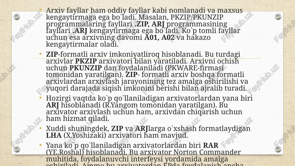 arhivlashtirish. fayllarni arhivlash usullari. - Page 5