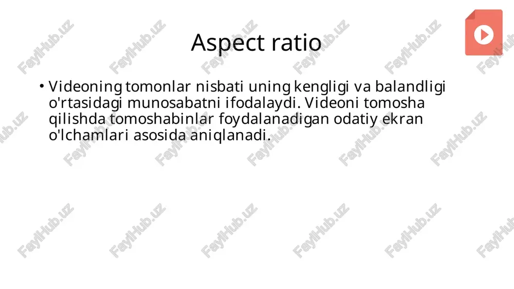 tomonidan ishlab chiqilgan video formati. wmv windows uchun yaratilganligi sababli, apple va linux qurilmalari odatda wmv-ni qo’llab quvvatlamaydi. mkv (matroska video file) mkv formati frantsuz notijorat tashkiloti matroska tomonidan yaratilgan ochiq manbali video standartidir. uning ochiq manbali tabiati uning kelajakdagi kontent yaratuvchilari orasida keng ommalashishiga yordam berdi. e'tiboringiz uchun rahmat! image1.jpeg image2.png image3.jpeg image4.png image5.png image6.gif image7.jpeg image8.jpeg media1.mp4 image9.png image10.png image11.png media2.mp4 image12.png image13.jpeg image14.png image15.png image16.jpeg image17.png image18.jpeg image19.jpeg image20.png image21.png image22.png image23.png image24.png image25.png image26.png /docprops/thumbnail.jpeg