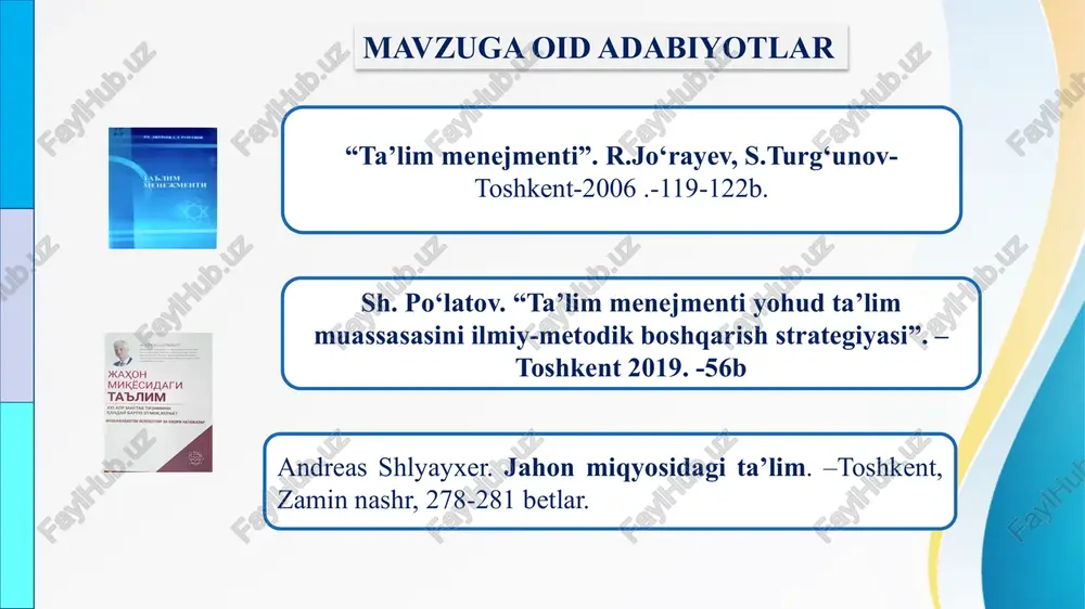 vchilarning rivojlanishini monitoring qilishni raqamlashtirilmaganligi sinflar va fanlar kesimida nazorat ishlari olish va aniqlangan bo‘shliqlarni to‘dirish bo‘yicha mashg‘ulotlar tashkil etish. har chorak yakunida o‘quvchilardan fikrnomalar olish bilan individual rivojlanishlariga imkoniyat yaratish. monitoring qilishni raqamlashtirish. monitoringda aniqlangan kamchiliklar yuzasidan chora-tadbirlar ishlab chiqish. maktab direktori, o‘ibdo‘ psixolog, fan o‘qituvchi-lari, sinf rahbarlari fanlar yuzasidan har chorak yakunida ehtiyojlar aniqlanadi va individual rivojlanish yo‘lga qo‘yiladi. e’tiboringiz uchun rahmat image3.png image4.png image5.jpeg image6.jpeg image7.png image8.gif image9.png image10.gif image11.png image12.png image13.png image14.png image15.png image16.gif image17.png image18.gif image29.png image30.png image31.png image19.png image20.png image21.png image22.png image23.gif image24.gif image25.png image26.png image27.gif image28.png image2.jpeg /docprops/thumbnail.jpeg