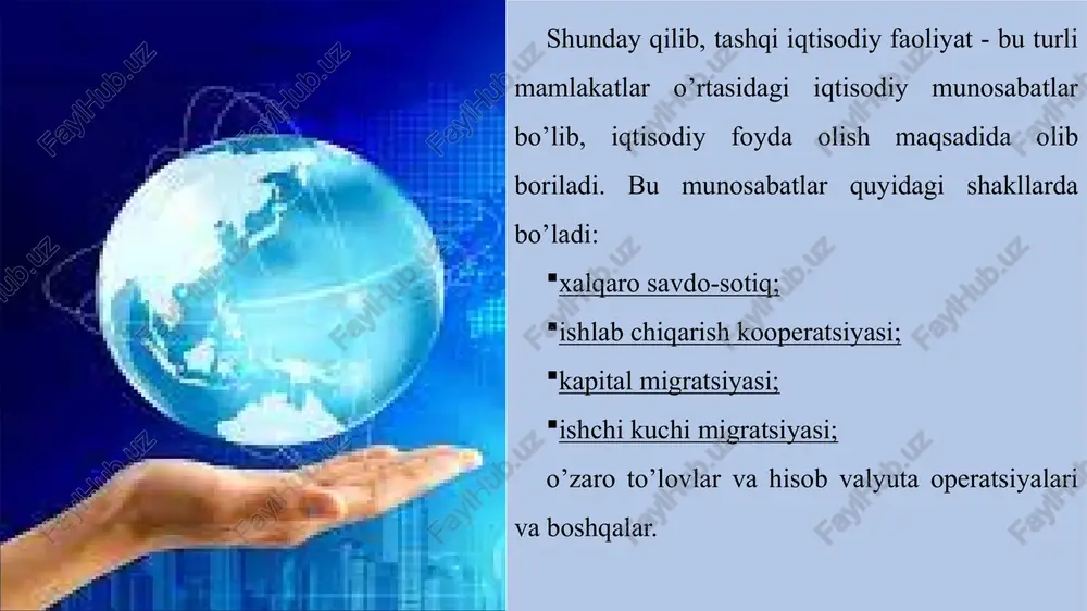 oriy opertsiyalar buyicha saldo xizmatlar va tovarlar balansining tashqi saldosi «tashqi dunyo» ga utkazildi. shu jumladan: ish beruvchi rezidentlarning ish xaki tulash ishlab chikarishga soliqlar(+) ishlab chikarishga subsidiyalar ( - ) mulk daromadlarini «tashqi dunyo»ga utkazish «tashqi dunyo»ga utkazilgan joriy transfertlar 1.1.1.1.2 /docprops/thumbnail.jpeg
