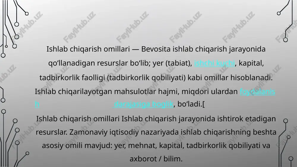 ishlab chiqarish omillari va bozor - Page 5