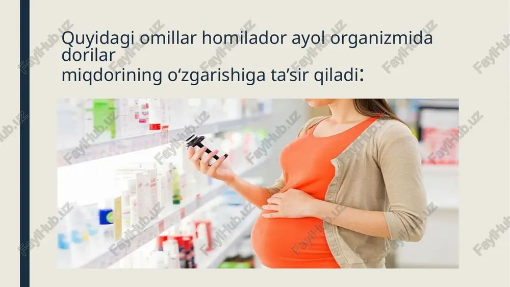 etabolitik jarayon quyidagicha tartibda faollik ko'rsatadi yangi tugmlgan bolada sulfatlanish. demetillanish. birinchi haftada - qaytalanish; birinchi oyda - asctillanish; ikkinchi oyda- glukuron kislota bilan konyugatsiyalanish; uchinchi oyda - glitsin, glutamin, sistein aminokislotalari bilan konyugatsiyalanish; 6 oyda – hamma metabolizm jarayonlari takomillashadi. dori vositalarining metabolizmi chaqaloqlarda (ayniqsa, chala tug'ilganlarda) oksidlanuvchi gidroksidlanish sekin kechadi. shu sababli fenobarbital. lidokain, difenin va diazepamlarning organizmdan chiqib ketishi sekinlashadi. masalan. diazepamning yarim ajralib chiqish davri yoshga qarab o'zgarib boradi (chala tug'ilgan chaqaloqlarda 38- 120s, normal tug'ilgan chaqaloqlarda 22-46s, 1-2 yoshli bolalarda 15-21 soatga teng). shu sababli, tug'ish arafasida ona qabul qilgan diazepam chaqaloqda anchagina miqdorlarda to'planib qolishi mumkin. chaqaloqlarda efirli gidrolizlanish sekin kechadi, chunki esterazalar faolligi yoshga bog'liq bo'ladi. tug'uruq davrida mahalliy og’riq qoldiruvchi dorilar ishlatilganda chaqaloq nafasining falajlanishi. bradikardiya chaqaloqda bu dorilarning metabolizmi susayganligidan darak beradi. yarim ajralib chiqish davri. ko'pgina dorilarni yarim chiqib ketish davri davomli (uzoq) bo'lganligi sababli bu dorilarni kiritish (oralig'ini) uzaytirish …