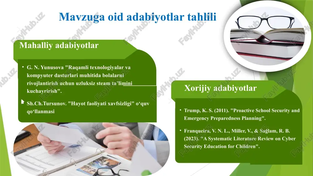 ‘quvchilar ijtimoiy tarmoqlardagi mentalitetimizga zid g‘oyalardan himoya qilinadi. 3 ota-onalar bilan xavfsizlik masalalari bo‘yicha uchrashuvlar tashkil etilmaganligi. 1. ota-onalar bilan xavfsizlik masalalari bo‘yicha uchrashuvlar o‘tkazish rejasini ishlab chiqish. 2. maktab doirasida “maktab-jamoatchilik-birdamlik” loyihasini amalga oshirish. 3. o‘qituvchi, o‘quvchi va ota-onalar o‘rtasida hamkorlikni rivojlantiriladi. maktab direktori, mmibdo‘, ota-onalar kengashi o‘quv yili davomida ota-onalar maktab xavfsizligiga hissa qo‘shadi. o‘quvchilarga xavfsiz ta’lim muhiti yaratishda jamoatchilik nazorati o‘rnatiladi. chora-tadbirlar rejasi e’tiboringiz uchun tashakkur! xavfsiz ta’lim muhiti-sifatli ta’lim garovi! image1.png media1.mp4 image2.jpeg image3.png image4.png image5.jpeg image6.png image7.jpeg image15.svg image16.jpeg image8.png image9.jpeg image10.png image11.svg image12.png image13.svg image14.png image17.png image18.jpeg image19.png image20.png image21.png image22.svg image23.jpeg image24.png image25.jpeg image26.png image27.png image28.png image29.jpeg image30.jpeg image31.jpeg image32.jpeg media2.mp4 image33.png image34.png image35.png