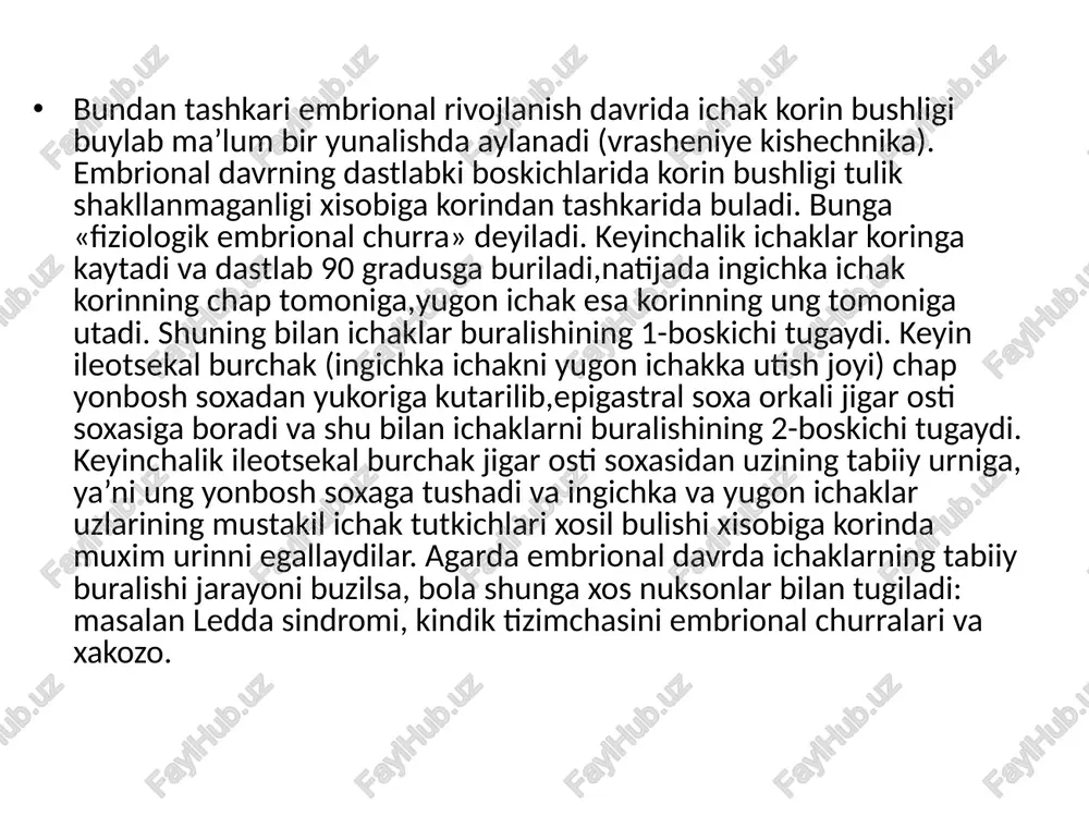 ipotrofiya boshlanadi,qabziyat kuzatiladi. asoratlari kassalikka yetarli e’tibor berilmas,bolada gipotrofiya rivojlanishi organizim reaktivligi pasayishi natijasida esa ikkilamchi infeksion kassaliklar qo’shilishi mumkin.vaqtida tegishli choralar ko’rilganda pilorospazm hech qanday og’ir holatlarga olib kelmaydi qo’shimcha tekshiruvlar ona suti miqdorini aniqlash zaruratga qarab rentgenologik tekshiruv,atropinli sinama otkazish davolash va parvarish qilish birinchi navbatda beriladigan sut miqdori kamaytiriladi.ovqat berish sutkasiga 8-10 martagacha ko’paytiriladi.ona ovqati tarkibini vitaminlar ayniqsa, b guruh vitaminlar bilan boyitish tavsiya etiladi.bolaga 1:1000 nisbatda atropin(kuniga 1-2 tomchidan 4maha).me’da sohasini ovqatlantirishdan oldin isitish yaxshi naf beradi. image1.png image2.jpeg image3.gif image4.jpeg image5.jpeg image6.png image7.jpeg image8.jpeg image9.jpeg image10.jpeg image11.jpeg image12.png image13.png image14.png image15.png image16.jpeg image17.jpeg image18.jpeg /docprops/thumbnail.jpeg