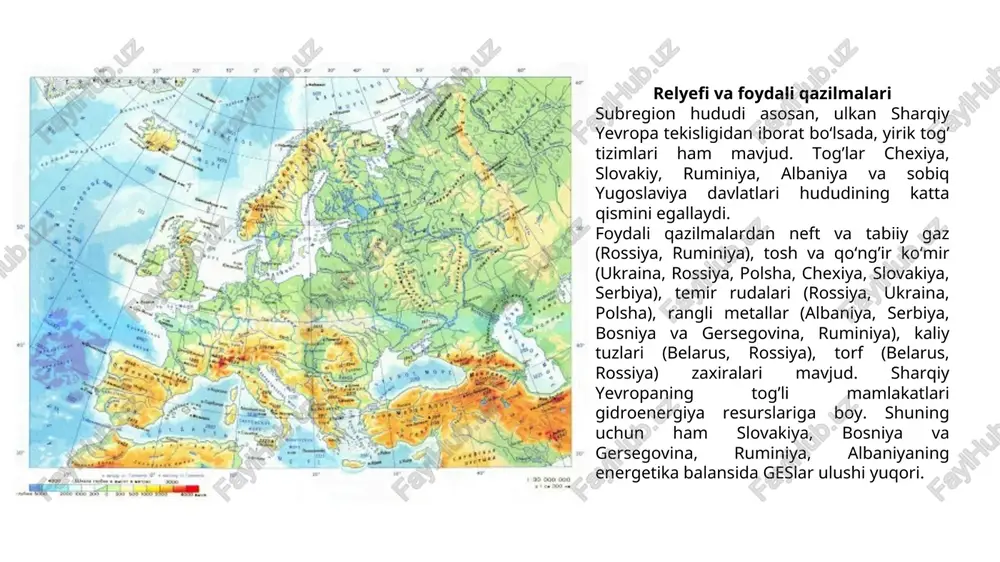 tekislik va pastttekislik, janubida togʻliklar oʻrab turadi. dengiz boʻylari past, qumloq. foydali qazilmalari. tabiiy resurslar: koʻmir, oltingugurt, mis, tabiiy gaz, kumush, qoʻrgʻoshin, tuz, yogʻoch. sudetda (valbrjix va klodzko shaharlari) quyi sileziya koʻmir havzasi va granit karerlari bor. yuqori sileziya evropadagi eng yirik ko'mir havzalaridan biri joylashgan. iqlimi va ichki suvlari. polsha moʻtadil, okean va kontinental iqlimga ega. yanvarning oʻrtacha harorati -1c dan -5c gacha, iyulniki 17-19°c ni tashkil etadi. yillik yogʻin miqdori 500–800 mm. yomgʻir va qordan suv oladigan odra, visla, bug, notets va varta daryolarida kema qatnaydi. polshada 9000 dan ortiq koʻl boʻlib, eng kattalari: snyar-dvi (113,8 km²), mamri (104 km²) hisoblanadi. geografik joylashgan o’rni, relyefi va foydali qazilmalari ma’muriy tuzilishi va davlat tuzumi. aholisi polsha ma’muriy jihatdan 16 ta voevodga bo’linadi. u o’z navbatida povetlarga, povetlar esa gminlarga bo’linadi. polsha yei va nato a’zosi. mamlakat 2004-yili yeiga a’zo bo’lgan, 2007-yildan shengen zonasi a’zoligiga qabul qilingan. polsha – respublika. …