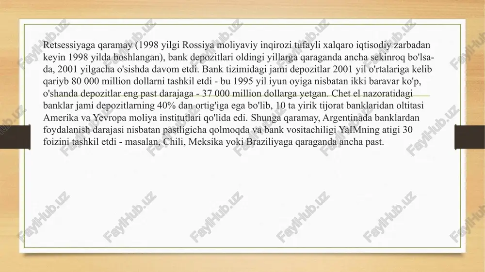 foiz stavkalari mos kelishi kerak. bu hozirgi muammo emas, lekin agar yuqori foiz stavkalari siyosati saqlanib qolsa, asta-sekin, lekin shubhasiz, nomuvofiqliklar kuchayadi. bugungi kunda bu ahamiyatsiz bo'lishi mumkin va hamma uni qaytarish mumkinligini kutadi. ammo uni osongina qaytarish mumkinmi? bu, shuningdek, osonlikcha hal qilinishi yoki hech bo'lmaganda oson moliyalashtirilishi aytilgan byudjet taqchilligini qaytarishni kutish bilan bir xilmi? argentinada shu yilning noyabr oyida prezidentlik saylovlari bo‘lib o‘tadi. oktyabr oyida to'satdan yurak xurujidan vafot etgan turmush o'rtog'i va siyosiy do'sti nestor kirchner kristina kirchner, uning o'limidan so'ng mashhurligi kuchli o'sganiga qaramay, yana hukmron peronistik partiya vakili bo'ladimi yoki yo'qmi, hozircha aniq emas. saylov ikkinchi turga o'tishi mumkin va peronistlar partiyasidan nomzod siyosiy tizimdagi ustunligi va kuchli iqtisodiy ko'rsatkichlari tufayli g'alaba qozonish uchun favorit hisoblanadi. hukumat saylov oldidan fiskal va monetar nazoratni kuchaytirish orqali inflyatsiyani jilovlashga urinishi mumkin emas va inflyatsiya yanada tezlashib, iqtisodiyot va bank tizimiga putur yetkazish xavfi mavjud. xulosa xulosa …