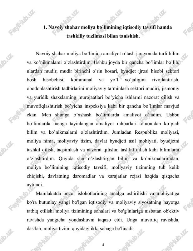 qari fondlar). ayrim hollarda hududiy yo'naltirilgan (mo'ljallangan) davlat maqsadli fondlari (byudjetdan tashqari fondlar) tashkil qilinishi mumkin. davlat maqsadli fondlari moliya tizimi «davlat moliyasi va mahauiy moliya» sohasining alohida bo'g'ini sifatida quyidagilardan iborat bo'lishi mumkin: • respublika yo'l fondi; • o'zbekiston respublikasi davlat mulkini boshqarish va tadbirkorlikni qo'jlab-quvvatlash davlat qo'mitasining maxsus hisob varag'i; • ish bilan ta'minlashga ko'maklashuvchi davlat fondi; moliya tizimini umumiy boshqarish mamlakatning oliy hokimiyat va boshqaruv organlari tomonidan amalga oshiriladi. umumdavlat miqyosida moliyaviy boshqaruv tizimi quyidagi boshqaruv organlaridan tashkil topishi mumkin: • prezident va prezident devoni; • oliy majlis va moliya, byudjet, soliq va bank masalalari bo'yicha oliy majlis palatalarining tegishli qo'mitalari; • vazirlar mahkamasi; • hisob palatasi; • moliya vazirligi va uning joylardagi, jumladan, g'aznachilik tizimi organlari; • markaziy bank; •qimmatli qog'ozlar bo'yicha komissiya; • byudjetdan tashqari fondlaming ijroiya idoralari va boshqalar. mamlakat prezidenti (prezident devoni) moliya tizimi faoliyatini tartibga soladi, mamlakat byudjetini imzolaydi, parlament tomonidan qabul …