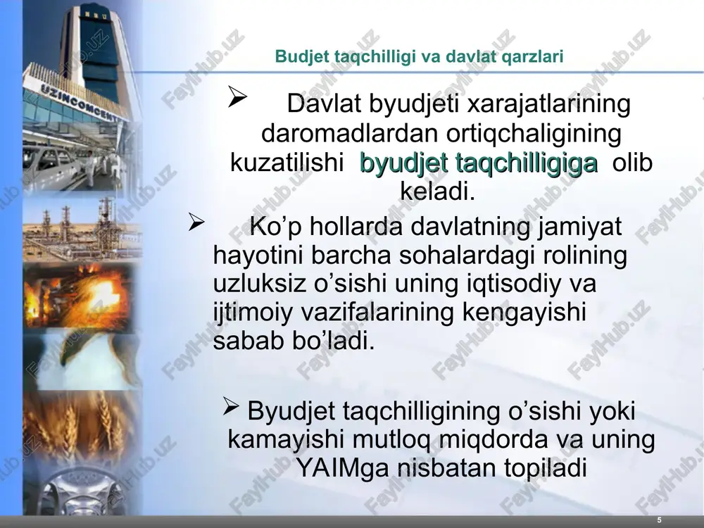 lari korxona zimmasidagi soliq yukini kamaytirish resurslar, mol-mulk soligining rolini oshirish jismiy shaxslardan soliq undirishning progressiv tizimini joriy etish respublika ahamiyatiga ega bo’lgan soliqlar bilan mahalliy soliq o’rtasidagi aniq chegarani belgilash * mag'or facts about uzbekistan o’zbekiston respublikasi makroiqtisodiy ko’rsatkichlari www.arxiv.uz * 2006 2007 2008 2009 yaim o’sish sur’ati bo’yicha %da 7,3 9,5 9,0 8,0 byudjet daromadlari, yaim ga nisbatan % 21,6 21,8 23,8 22,2 defitsit, profetsit, yaimga nisbatan %da 0,5 0,5 1,6 1,0 inflyatsiya %da 6,8 6,8 7,8 7-9 tarmoqlar bo’yicha o’sish sur’ati sanoat, %da 10,8 12,1 12,7 9,3 qishloq xo’jaligi, %da 6,2 6,1 4,5 5,0 asosiy kapitalga sarmoyalar, %da 6,2 6,1 28,3 18 www.arxiv.uz diagramma1 1993 1994 1995 zapad 0.024 0.035 0.04 sheet1 1993 1994 1995 vostok zapad 2.40% 3.50% 4.00% sever diagramma1 1996 1996 1996 1998 1998 1998 2000 2000 2000 zapad 0.016 0.044 0.04 sheet1 1996 1998 2000 zapad 1.60% 4.40% 4% å = = pn …