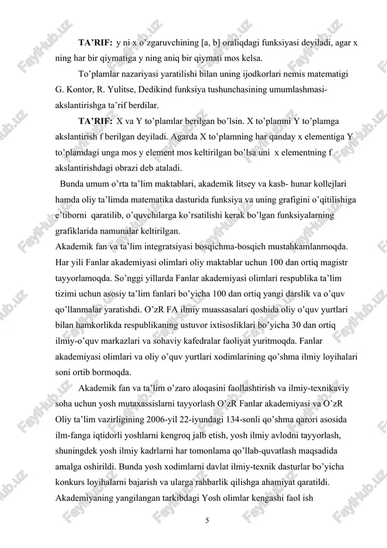 ortiq ilmiy-o’quv markazlari va sohaviy kafedralar faoliyat yuritmoqda. fanlar akademiyasi olimlari va oliy o’quv yurtlari xodimlarining qo’shma ilmiy loyihalari soni ortib bormoqda. akademik fan va ta’lim o’zaro aloqasini faollashtirish va ilmiy-texnikaviy soha uchun yosh mutaxassislarni tayyorlash o’zr fanlar akademiyasi va o’zr oliy ta’lim vazirligining 2006-yil 22-iyundagi 134-sonli qo’shma qarori asosida ilm-fanga iqtidorli yoshlarni kengroq jalb etish, yosh ilmiy avlodni tayyorlash, shuningdek yosh ilmiy kadrlarni har tomonlama qo’llab-quvatlash maqsadida amalga oshirildi. bunda yosh xodimlarni davlat ilmiy-texnik dasturlar bo’yicha konkurs loyihalarni bajarish va ularga rahbarlik qilishga ahamiyat qaratildi. akademiyaning yangilangan tarkibdagi yosh olimlar kengashi faol ish yuritmoqda. kengash eng yaxshi loyihalar va yosh olimlar ishlari ko’rik tanlovi, konferensiyalar o’tkazadi, mavjud muammolarni o’rganadi va ularni hal etish bo’yicha chora-tadbirlarni amalga oshiradi. fanlar akademiyasi ilmiy muassasalari oliy o’quv yurtlari bilan doimiy, uzoq muddatli ish olib boradilar va yosh mutaxassislar, bakalavr va magistrlarni birgalikda tayyorlash ishiga o’z hissalarini qo’shmoqda, shuningdek, o’qituvchilarni qayta tayyorlash va respublika …