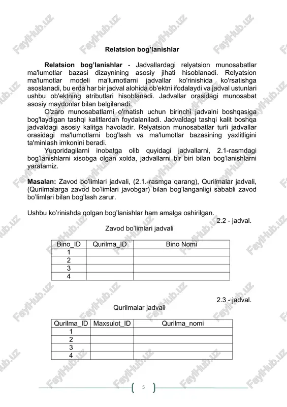 ma’lumotlar bazasini loyihalash - Page 5