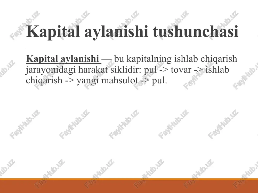 har qanday kompaniya bozorda o'z o'rniga ega bo'lishi mumkin. asosiy va aylanma kapital bilan samarali ishlash har qanday korxona muvaffaqiyatining asosi bo‘lishi mumkin. kapitalni to‘g‘ri boshqargan korxona iqtisodiy barqarorlikka erishadi. yangi texnologiyalar, raqamli boshqaruv vositalari yordamida bu jarayonni optimallashtirish mumkin. o‘rganing, amaliyotda qo‘llang — kelajakdagi muvaffaqiyat sizniki! image2.png image3.png /docprops/thumbnail.jpeg