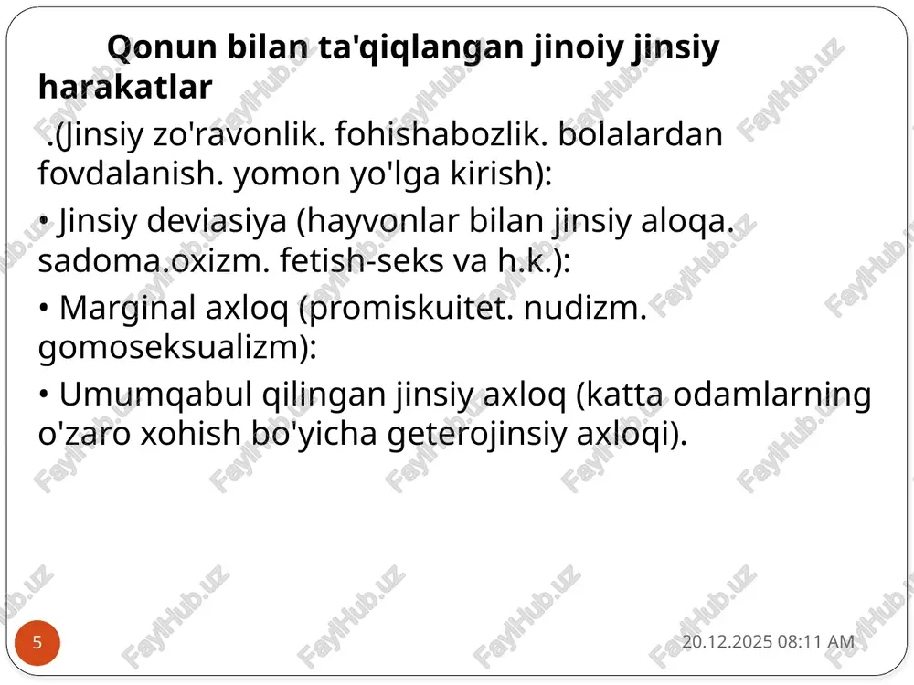 lb ettnchi giy olnand moddalar bilan savdo qiluvchilarning laoliyati ham tegishlidir. bundan tashqari. urbam/asiya darajasi bo'yicha hi/ odamlar orasida o'/aro sha\si\ aloqalar susay ayotganini ku/atami/. miistaqillikk.i intilib. odam unga kerakli ko’m.ik \a xavlsi/lik hissmi yo'qoladi. insoniy o'/aro munosabatlardan ia//alni i/1 ash o'rniga bi/ \anada ko'pioq taraqqi\otnmg qaibsi/ maiimilotlanga murojaat qilami/ ba'zi ijtimoiy guruhlar uchun muhtoj axloq g u ru h li dinam ika ko'rinishi hisoblanadi. masalan, o'smirlarning virajennoy guruhlanishining tendensiyasi fonida psixofaol moddalar o'smir submadaniyatiga "ruxsat" rolida chiqadi. ushbu holda giyohvand moddalar (keng ma'noda) o'smir uchun quyidagi hayotiy muhim vazifalami bajaradi: • kattalik hissi va ota-onadan ozod bo'lishni quvvatlaydi; • guruhga, shuningdek, norasmiy muloqot muhitiga mansublik tuyg'usini shakllantiradi; • odamlarga yo'naltirmasdan jinsiy va tajovuzkor e'tiqod qayta yutib chiqish imkonini beradi; • hissiy holatni boshqarishga yordamlashadi; • turlicha moddalar bilan tajriba o'tkazish orqali o'smirning kreativ potensialini amalga oshiradi. shaxsdagi tobe axloq omillari sr 28.02.24 16:04 11 hammulitojlik fenomeni zamonaviy nuqtai nazarlarga …