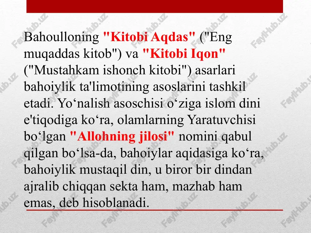 iysya)ga o‘zgartirdi va bu bilan u o‘zini “ilohiy” kelib chiqishini bildiradi. shu yo‘l bilan yangi “payg‘ambar”- mun san men vujudga keldi. munchilarning ta’kidlashlaricha, bo‘lg‘usi payg‘ambar yaponiyada elektrik kasbini egallagan, ammo u o‘z iste’dodi bilan muhandis diplomini olishi ham mumkin edi. biroq u “ilohiy yo‘l”ni tanlashni afzal bilgan. ikkinchi jahon urushi tugagandan keyin mun 1948 yilda ma’naviy buzuqligi, “jamoat tartibini buzganligi” uchun 100 kunga, keyinroq esa ikki xotinga ega bo‘lganligi uchun 5 yilga qamalgan. 1950 yil kuzda u janubiy koreyaga o‘tadi va 1954 yilda o‘z tashkilotiga asos soladi. 1957 yilda uning muallifligida muqaddas kitoblarga “bibliya”ga qo‘shimcha ravishda “ilohiy prinsiplar” ("bojestvennie prinsipi“) nomli kitobini chop etadi. 1955 yilda mun 10 dan ortiq ayollarning nomusiga tajovuz qilishda ayblanib sudga tortilgan. ayblarni yumshatish, janjallarga barham berish uchun o‘sha ayollardan biri seuldagi “rixva” universteti talabasi 18 yoshlik xak xok djaga 1960 yilda uylanadi ("svadba agnsev“). to‘y sovg‘asi sifatida"payg‘ambar" o‘z rafiqasiga “olamni yaratuvchi ona” ("mat mirozdaniya“) …