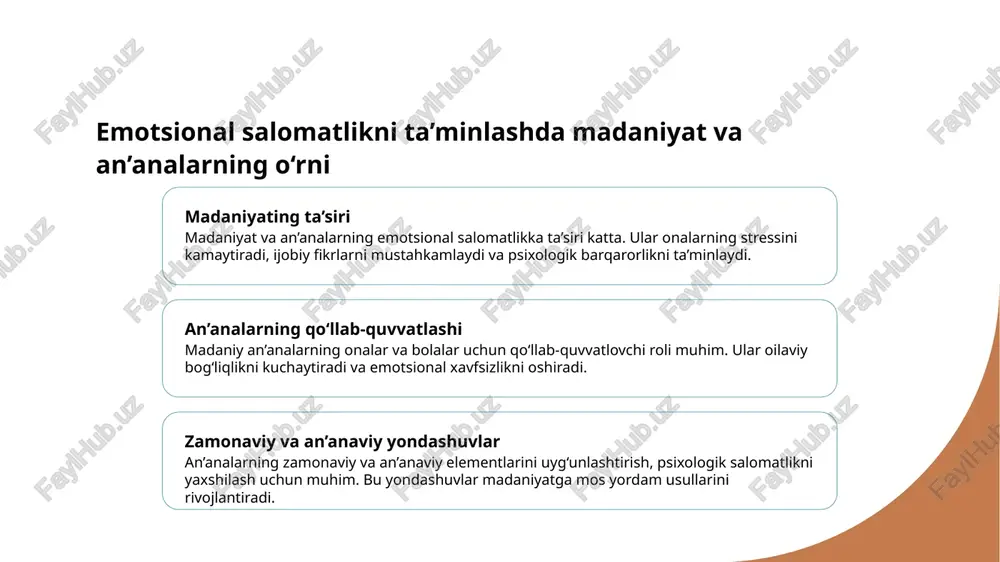 021. 4. toshkent davlat universiteti. rivojlanish jarayonida psixologik muammolar va davolash usullari. psixologiya va sog‘liqni saqlash, 2018. 5. bekmurodov, m. onalar va bolalar psixologiyasi: nazariyalar va amaliyotlar. o‘zbekiston psixologiya akademiyasi, 2017. e'tiboringiz uchun rahmat! /docprops/thumbnail.jpeg