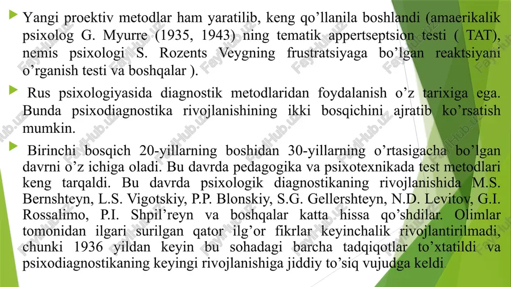 an yoy atrofida xarakatlanadi va xar bir ma`lum vaqtdan keyin shingirlaydi. bu psixologik elementlar uchun kashf etilgan birinchi asbob edi. ilmiy (izoxli) psixologiyani oyoqqa turgizish uchun vund qo’shimcha vosita sifatida yondosh fanlar, ayniqsa fiziologiya, astronomiya, etnografiya, tarix, mifologiya va boshqa fanlardan olingan ma`lumotlardan foydalanish zaruriyatini ilgari surdi. leypsing laboratoriyasi va institutidan namuna olib, germaniyaning boshqa universitetli shaxarlarida ham shuningdek boshqa mamlakatlarda ham jumladan fransiya, angliya va amerikada laboratoriya ham da institutlar tashkil qilindi. xix asrning oxirida rossiyada ham bir qancha eksperimental psixologiya laboratoriyalari tashkil qilindi: moskvada tokarskiy, qozonda bexterev, odessada n.n.langerlar tomonidan shunday laboratoriyalar ochildi. 1911 yil moskva universiteti xuzurida, maxsus qurilgan binoda professor chelpanov raxbarligida eksperimental psixologiya instituti tashkil qilindi. xozirgi vaqtda bu institut rf pedagogika fanlari akademiyasi sistemasiga kiradi. professor a. f. lazurskiy (1874-1917 y.) tomonidan eksperimental metodning aloxida turi – tabiiy eksperimental ishlab chiqarilgan. eksperimentning bu turidan bizda bolalar psixologiyasini o’rganishda, pedagogika masalalarini, ayniqsa, ta`lim psixologiyasi masalalarini …