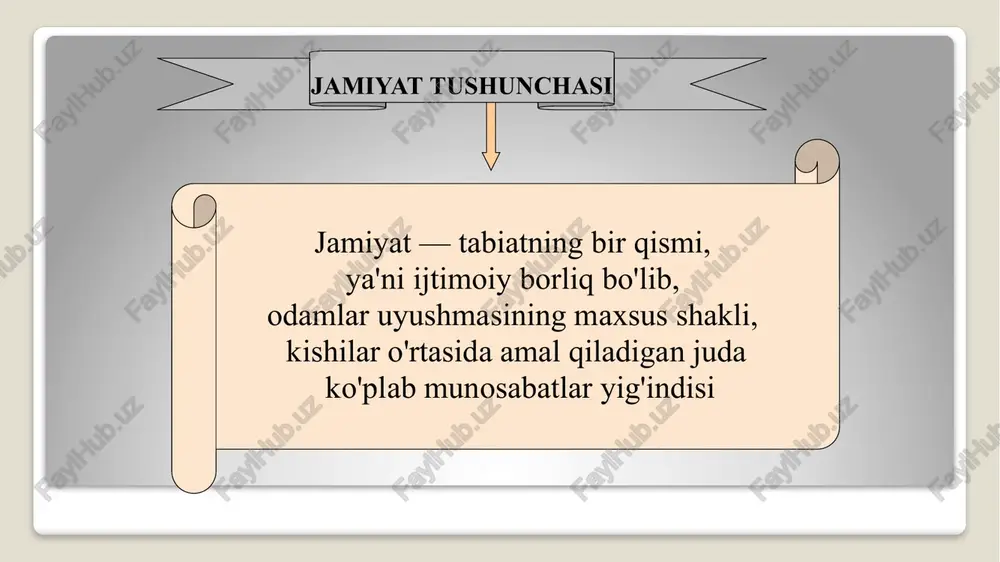 sida amalga oshirilgan. bu nazariyaga ko'ra mehnat, so'ngra burro nutq inson jamiyatini yaratgan. z.freyd inson vijdonini uning kelib chiqish manbai deb hisoblagan. inson hayotida mehnat qurollarining ahamiyatini rad etmagan holda, bu farazni tasdiqlovchi aniq ilmiy dalillarga duch kelmadik. 22 k.marks (1818-1883) f.engels (1820-1895) jamiyatni o'z-o'zidan rivojlanadigan, iqtisodiy rivojlanishning bir bosqichidagi barcha mamlakatlar uchun umumiy bo'lgan o'ta murakkab tizim sifatida tavsiflaydi. 23 gerbert spenser (1820-1903) sotsiologiyada organik yo'nalish asoschisi jamiyatga individlar birlashmasi sifatida yondashadi. uning fikricha, mazkur individlarning rivojlanishidagi farqlar jamiyat evolyutsiyasining dastlabki shartlari hisoblanadi. 24 e.dyurkgeym (1858-1917) jamiyatni tushunishni qadriyatlar tizimi bilan bog'lagan, faqat shu yo'l bilan tarixni uning o'ziga xos xususiyatiga muvofiq tarzda o'rganish mumkin, deb hisoblagan falsafa tarixida insonga murojaat etmagan, inson moddiy va ma'naviy borlig'ining turli tomonlarini bevosita yoki bilvosita tahlil qilmagan faylasuf yoki falsafiy yo'nalishni topish deyarli mumkin emas. aksariyat falsafiy va diniy tizimlar katta olam yoki makrokosmga zid o'laroq, insonga mikrokosm yoki kichik koinot sifatida …