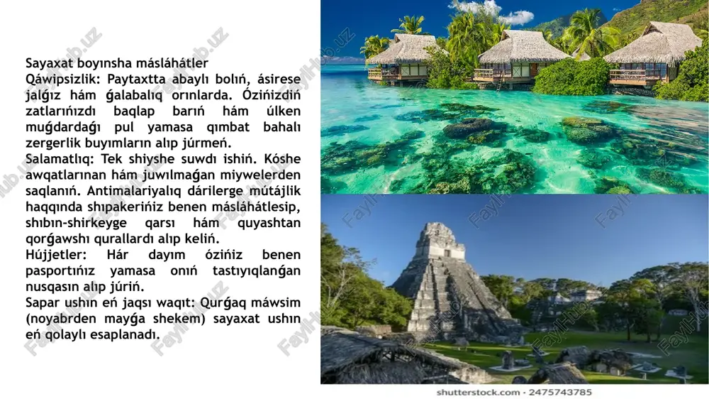di. 2016-jılǵı wto tourism highlights 2016 esabatına kóre, meksika dúnyadaǵı turistlik tartımlılıǵı boyınsha 9-orındı ieleydi. qalanıń dıqqatqa ılayıq orınları mámleket paytaxtı mexiko óziniń diniy imaratları - quyash hám ay piramidaları menen belgili bolgan áyyemgi hindstan qalası teotixuakandı zıyarat etiw ushin baslanģish noqat bolip xizmet etedi. mexiko qalasında sawda rayonları, zokalo - dúnyadagi en úlken maydanlardan biri, plaza de toros - dúnyadagi en úlken ógizler maydanı, montezuma sarayı ornında qurilgan milliy saray hám batis yarım shardagi en úlken sobor bar. mexiko qalasında sonday-aq, dúnyadagi en iri muzeylerden biri - milliy antropologiya hám tariyx muzeyi jaylasqan. meksikanıń ekinshi eń kóp sanlı qalası gvadalaxarada tekila, mariachi muzıkası hám charros (meksika kovboyları) sıyaqlı meksikanıń eń belgili dástúrleri jaylasqan. mexiko hám plyaj kurortları (kankun, akapulko hám basqalar) menen bir qatarda gvadalaxara meksikanıń eń kóp keliwshi qalalarınan biri. qalada kóplegen muzeyler, kórkem óner galereyaları hám teatrlar jaylasqan. gvadalaxara turaqlı túrde xalıqaralıq kitap yarmarkası sıyaqlı áhmietli ilajlardı …