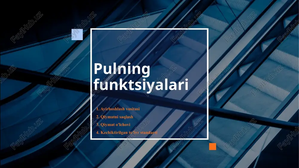 lanish juda xavflidir, chunki u kutilmagan qadrlash yoki qadrsizlanishga duch kelishi mumkin. masalan, a davlatining valyutasi qimmatbaho metall kumushdan yasalgan va jahon bozorida kumushga talab pasaysa, a valyutasi kutilmagan qadrsizlanishni boshdan kechiradi. tovar puli nima? 22.09.2020 godovoy obzor ‹#› fiat pul ham, tovar pul ham to'lovlarni amalga oshirish uchun ishlatilishi mumkin, ammo ikkalasidan ham fiat pullar ancha mashhur va zamonaviy iqtisodiyotda keng qo'llaniladi. fiat pullari tovar pullariga qaraganda ancha moslashuvchan, chunki u har qanday miqdorni, jumladan, eng kichik miqdorni ham to'lash uchun ishlatilishi mumkin. bunday moslashuvchanlik tovar pullarida mavjud emas, chunki oltin yoki kumush kabi qimmatbaho metallarning kichik miqdori ham juda qimmatga tushadi va shuning uchun kichikroq miqdorlarni to'lash uchun osonlikcha ishlatib bo'lmaydi. tovar pullar, shuningdek, qishloq hayvonlari yoki ekinlar kabi tez buziladigan narsalar bo'lishi mumkin va bu hollarda ob-havo, tuproq sharoitlari va boshqa omillar tufayli ularning qiymati o'zgarishi mumkin. bundan tashqari, hukumat tovar pullaridan farqli ravishda fiat pullarni ko'proq …