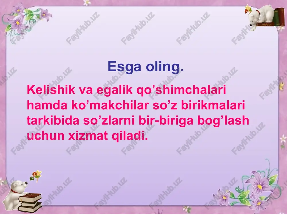 "so’z birikmasida so’zlarning o’zaro birikish usullari" - Page 5