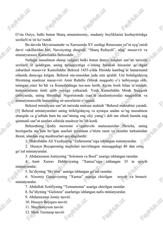 oner), turkiyada (fahim sulaymon afandi), germaniyada (hammer) hamda gollandiyada chop etilgan. uning to’la matni 1887-yili bombayda mirza muhammad, 1901-yili londonda e.broun va 1958-yili tehronda xoja muhammad ramazoniy tomonidan nashr etilgan. 1900-yili birinchi bor xivada muhammad rafe tomonidan eski o’zbek tiliga (xorazm shevasida) o’girildi. 1967-yili b.ahmedov “tazkirat ush-shuaro” tazkirasidan mavrkaziy osiyo va xurosonlik 32 va 1981-yili 50 dan ortiq shoir hayoti hamda ijodiga oid ayrim parchalarni o’zbek tiliga tarjima qilib, “davlatshoh samarqandiy” nomli kitobiga ilova qilgan.[3] davlatshoh samarqandiy bilan umrguzaronlik qilgan olimu, davlat arboblaridan bo’lgan husayn boyqaro (1438-1506), husayn voiz koshifiy (1440- 1505) bo’lib bular xv asrda xuroson va movarounnahr madaniyatining madaniyatining rivojiga katta hissa qo’shgan hamda o’z asarlari bilan so’nggi avlodlarga katta ta‟sir ko’rsatgan mashxur allomalardan bo’lib tarixda qoldi.[4] ular qomusiy ijodi bilan o’z davri ma’naviy yuksalishi yo’lida faol xizmat qildi va nafaqat o’rta osiyo, balki butun sharq umuminsoniy, madaniy boyliklarini kuchaytirishga sezilarli ta’sir ko’rsatdi. bu davrda movarounnahr va xurosonda …