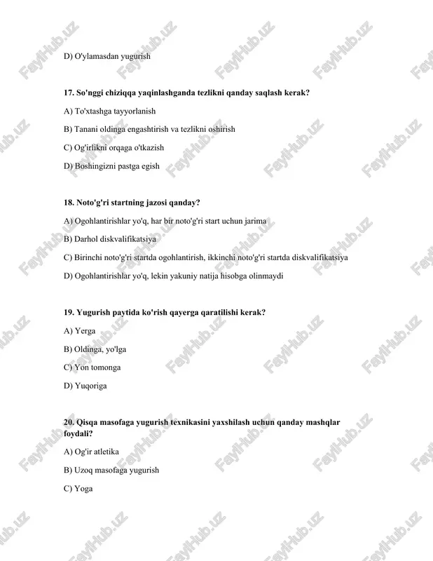 qisqa masofaga yugirish texnikasini va start qoidalarini orgatish - Page 5