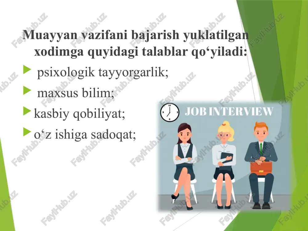 ziyatda o‘zini yo‘qotib qo‘yadigan; 3) notanish kishilar bilan aloqa o‘rnatishda qiynaladigan; 4) o‘z kuchiga ishonmaydigan; 5) yolg‘izlikka oson ko‘nikuvchan; 6) muvaffaqiyatsizlikda o‘zini ezilgan va betoqat sezuvchi; 7) o‘z- o‘zi bilan ovora bo‘lishga moyil; 8) tezda charchab qoladigan; 9) nutqi sekin, zaif, ba’zan pichirlash darajasiga tushadigan; 10) suhbatdoshi xarakteriga moslashadigan; 11) hissiyotga beriluvchan; 12) ma’qullash va tanbehga nihoyatda ta’sirchan; 13) o‘ziga va atrofdagilarga yuksak talablar qo‘yadigan; 14) shubha bilan qarashga, badgumonlikka moyil; 15) haddan tashqari ta’sirlanuvchan va azoblanuvchan; obrazets teksta vtoroy uroven tretiy uroven chetvertiy uroven pyatiy uroven demak: shaxsning temperamenti tug‘ma bo‘ladi va u o‘zgarmas holatda namoyon bo‘ladi. u kishining ijtimoiy vaziyatlarda xulq-atvori, munosabati, reaksiyasini ifodalaydi. professional mahorati va kasb-malakasining oshib borishiga yordam beradi. temperament va muloqot ko‘rinishlari sangvinik xolerik flegmatik melanxolik barchaning ko‘nglini oluvchi, xushmuomala bo‘ysundiruvchi, o‘z fikrida qat’iy turuvchi bosiq, ijodkor mustaqil fikrga ega bo‘lmagan, himoyasiz temperament va o'zini baholash darajalari barqaror, yuqori, muvaffaqiyatlari haqida doimo so‘zlaydi, barchaning …