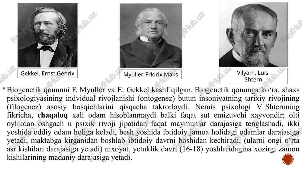v qobiliyati va ehtiyoji vujudga kelishi bilan ajralib turadi. bunda ayniqsa, jinsiy mayl alohida o‘rin tutadi. bundan tashqari, yoshlik tanholikni yoqtirish va odamovilik kabi yoqimsiz xususiyat bilan ham farqlanadi. yettinchi davr – yetuklik davrida hayotiy faoliyatning barcha sohalarida (mehnatda, ijodiyotda, g‘amxo‘rlikda, pusht qoldirishda, tajriba uzatish va boshqalarda) mahsuldorlik tuyg‘usi uzluksiz hamroh bo‘ladi va ezgu niyatlarning amalga oshishida turtki vazifasini bajaradi. shuningdek, mazkur davrda ayrim jihatlarda turg‘unlik tuyg‘usi salbiy xususiyat sifatida hukm surishi ham mumkin. sakkizinchi davr, yani qarilik inson sifatida o‘z burchini uddalay olganligidan, turmushning o‘mrovliligidan qanoatlanish tuyg‘ulari bilan xarakterlanadi. salbiy xususiyat sifatida esa hayot faoliyat noumidlilik, ko‘ngil sovish tuyg‘ularini aytish mumkin. donolik, soflik, gunohlardan forig‘ bo‘lish har bir holatga shaxsiy va umumiy nuqtai nazardan qarash bu yoshdagi odamlarga xos eng muhim jihatlardir. personologik nazariya personologik nazariyaning yirik namoyondalari e. shpranger, k. byuller, a. maslou va boshqalar hisoblanadilar. e. shpranger «o‘spirinlik davri psixologiyasi» nomli asarida bu davrga 13-19 yoshli qizlarni, …